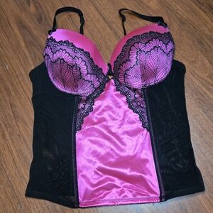 Pink and Black Lace Bustier